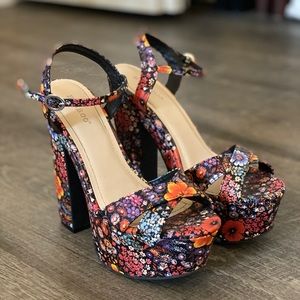Flower print heels